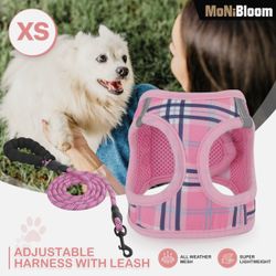 Pink Dog Pet Harness Breathable Fabric Adjustable Control Reflective Vest & Leash Set