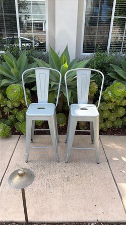 Set of 2 Metal Counter Height Stools