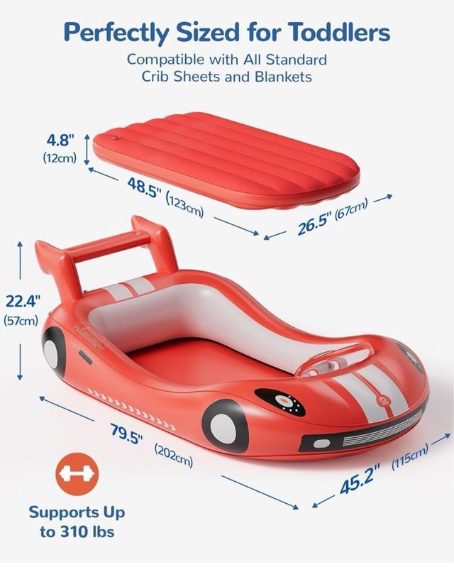 RED KIDS RACE CAR INFLATABLE MATRESS