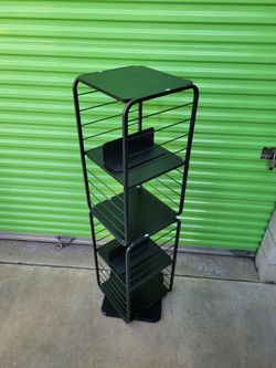 VASAGLE 4-Tier Rotating Bookshelf, Bookcase with Bookends for Small Spaces, Corner Shelf, Steel Frame, Ebony Black and Ink Black ULLS127B56