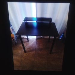 New Desk/Table 27.5"X 36" With Monitor Stand, Black