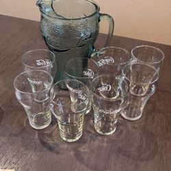 Vintage Coca Cola Glasses and  Pitcher 