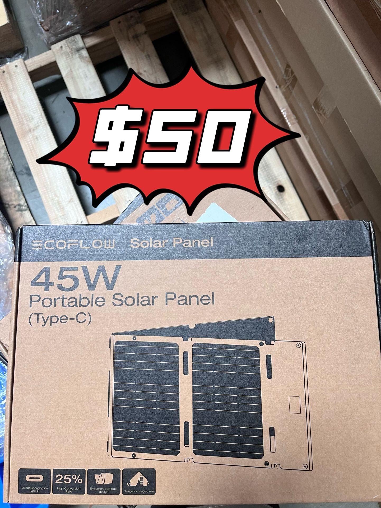 ❤️$50❤️ EcoFlow 45W Portable Solar Panel  Pick up is in the East Los Angeles 90032 El Sereno Neighborhood. Between Huntington Drive and Monterey Rd.  