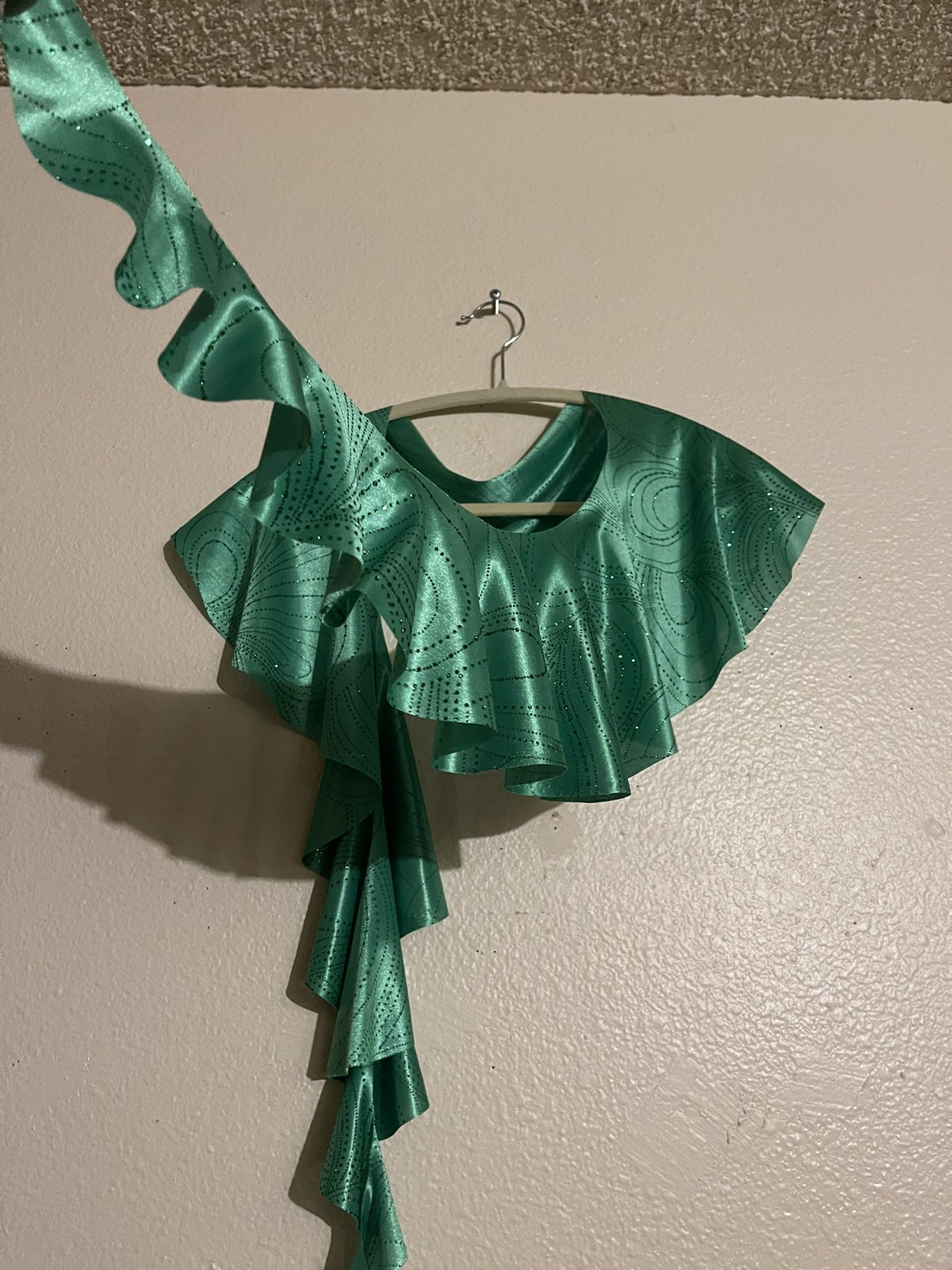 Costume Made Sparkling Lame Green Fabric Accent Shawl Scarf
