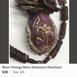 Vintage Carved Shell Necklace