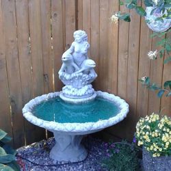 Beautiful Mermaid & Dolphin Concrete Fountain