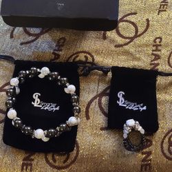 Smarter Life Style  Beaded  Magnetic Bracelet  And Ring