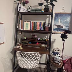 Ladder desk and white chair