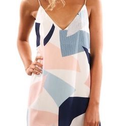 Abstract Print Spaghetti Strap Dress