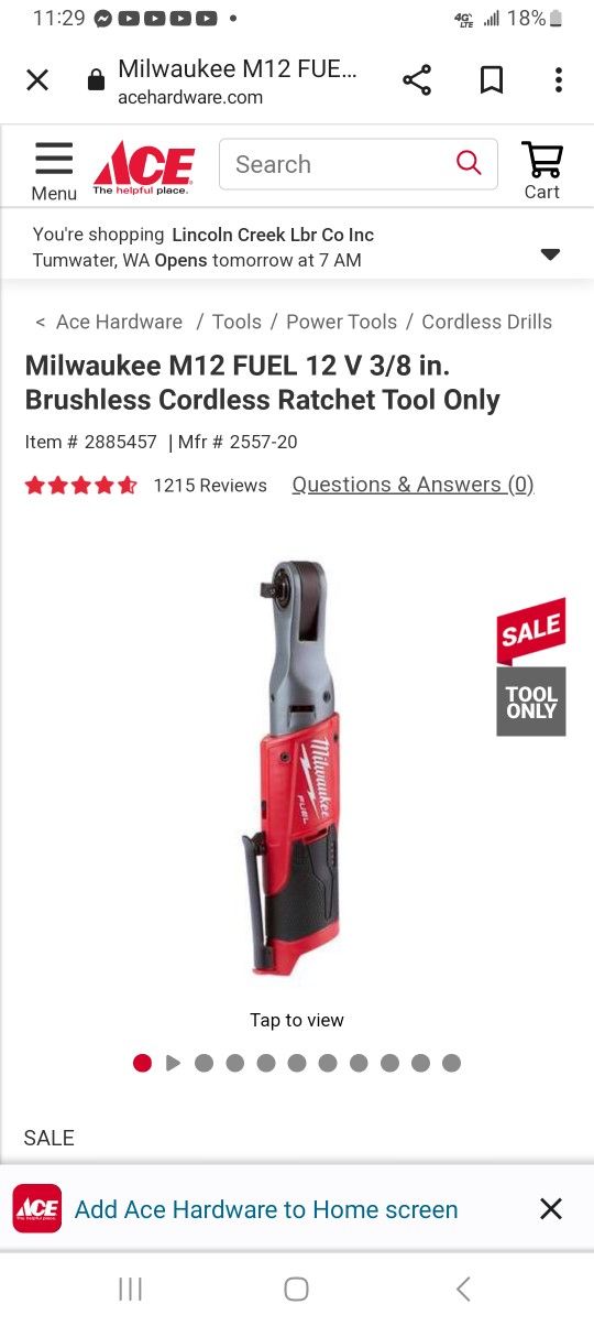 Milwaukee 12v Ratchet
