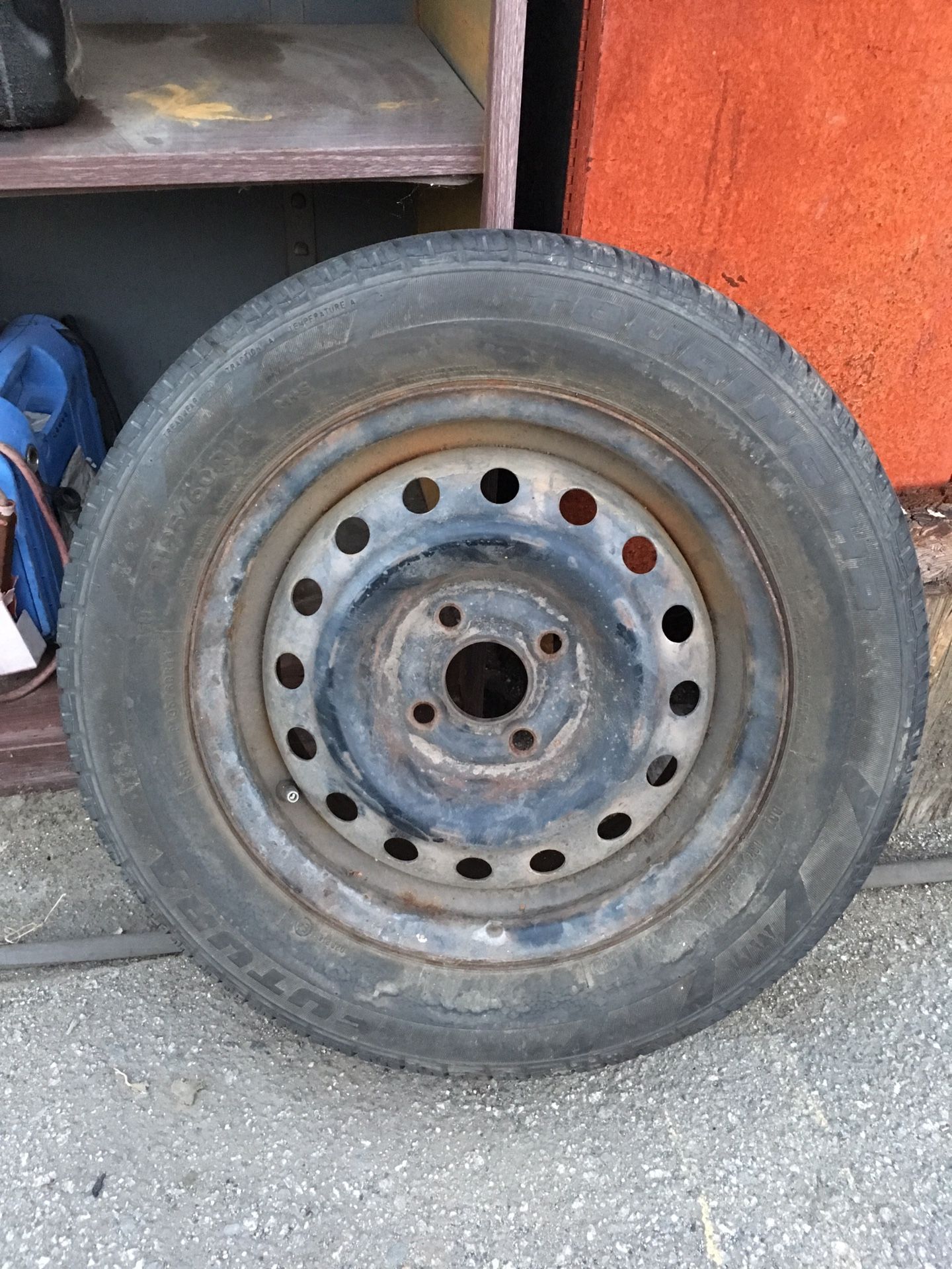 Toyota Camry 14” steel rim, tire holds air, ONE RIM