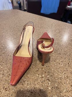 Woman’s Giuseppe Zanotti Ostrich Leather Slingback Heels