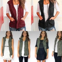 Sleeveless Anorak Drawstring Jacket Vest