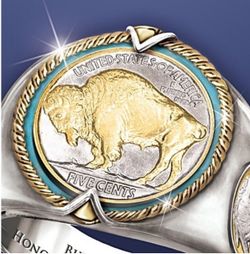 Two toned 18K Gold plated American Buffalo Nickel Collection ring. Size 10 New