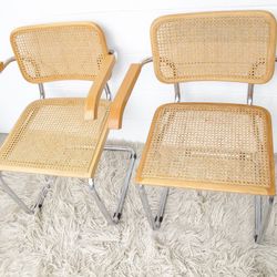 Marcel Breuer Chairs with Arms in A Blonde Stain (Sold Separately)