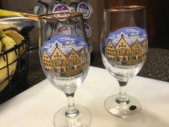 Pair of German stemware glasses