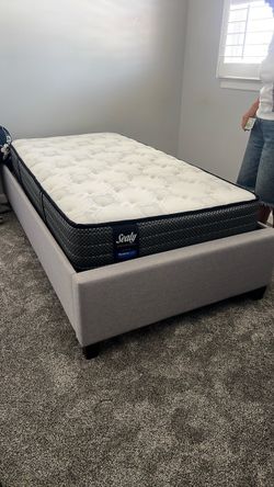 Twin Upholstered Bed Frame with Mattress