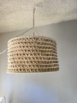Handmade 19” Macrame Chandelier With Wooden Beads 