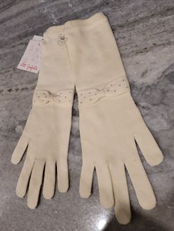 Lili Gaufrette cotton/angora long gloves.