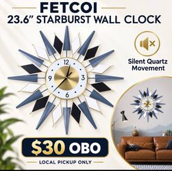Fetcoi 23.6” Metal Crystal Wall Clock – $30 OBO