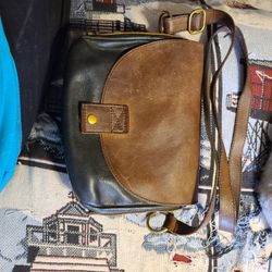 Leather purse with long adjustable strap