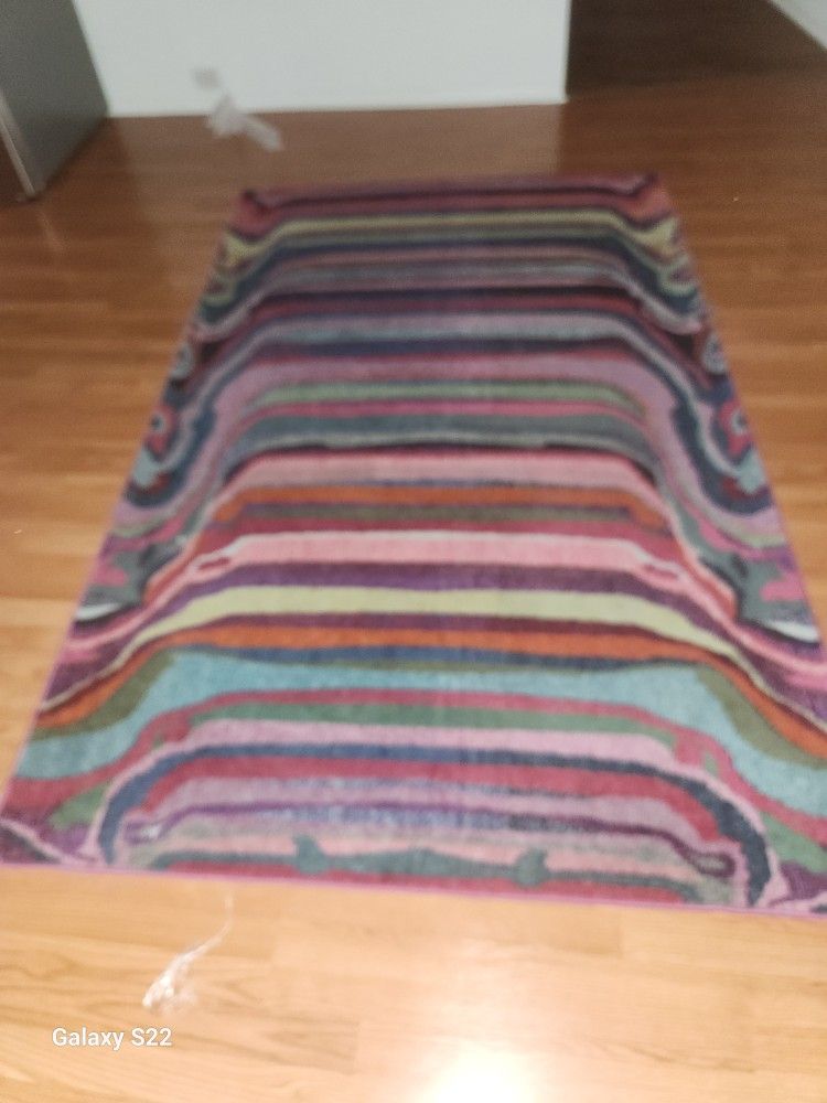 Unique Loom Chromatic Collection, Modern Colorful Striped & Vibrant Abstract Area Rug.