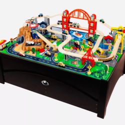 Train Table With Wooden Track and Other Pieces 