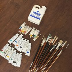 Oil Paint And Paint Brushes