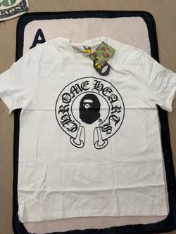 Chrome heart bape tee white