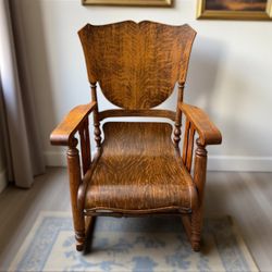 Antique Buckstaff Edwards Late 19th Century Tiger Oak Rocking Chair
