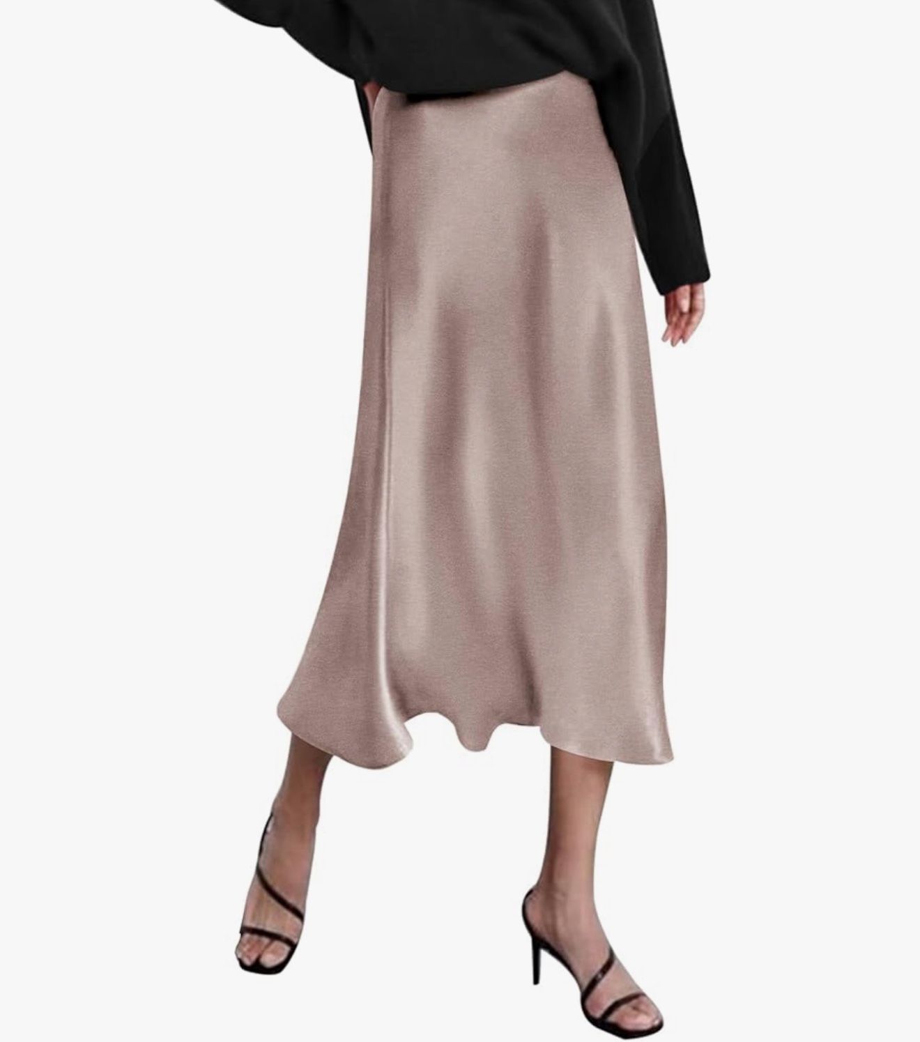 Zeagoo Skirts for Women Jacquard High Waist Skirt Midi Skirt Satin Size Small