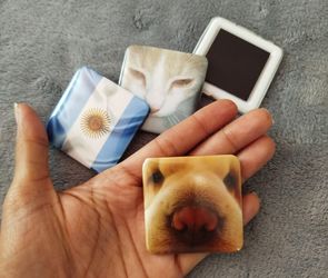 Custom pins or magnets 2" x 2"  (pines personalizados)