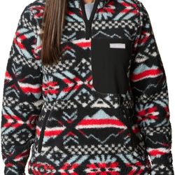 Womens Columbia Aztec 1/4 Zip Sherpa Fleece Sweater Western Size Med 