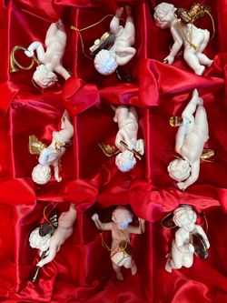 Cherub Angel Ornament Set of 9
