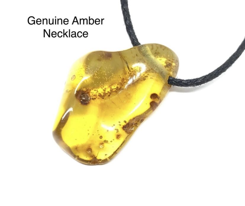 Mexican Amber Genuine Necklace & Adjustable Cord - Fluorescent