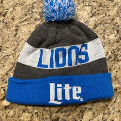 Miller Lite Beer Detroit Lions Football Winter Knit Beanie Pom Hat Adult