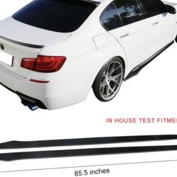 Fits Universal 85.5 In Side Skirt Extension Flat Bottom Line Lip Carbon CF Pair