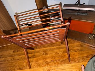 Vintage Mid Century Modern Folding Teak Magazine Rack