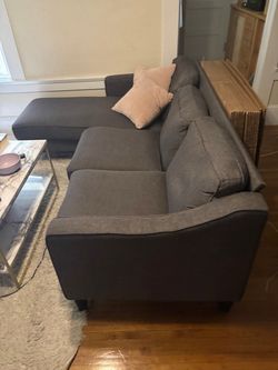 Gray Fabric Sectional Sofa with Chaise