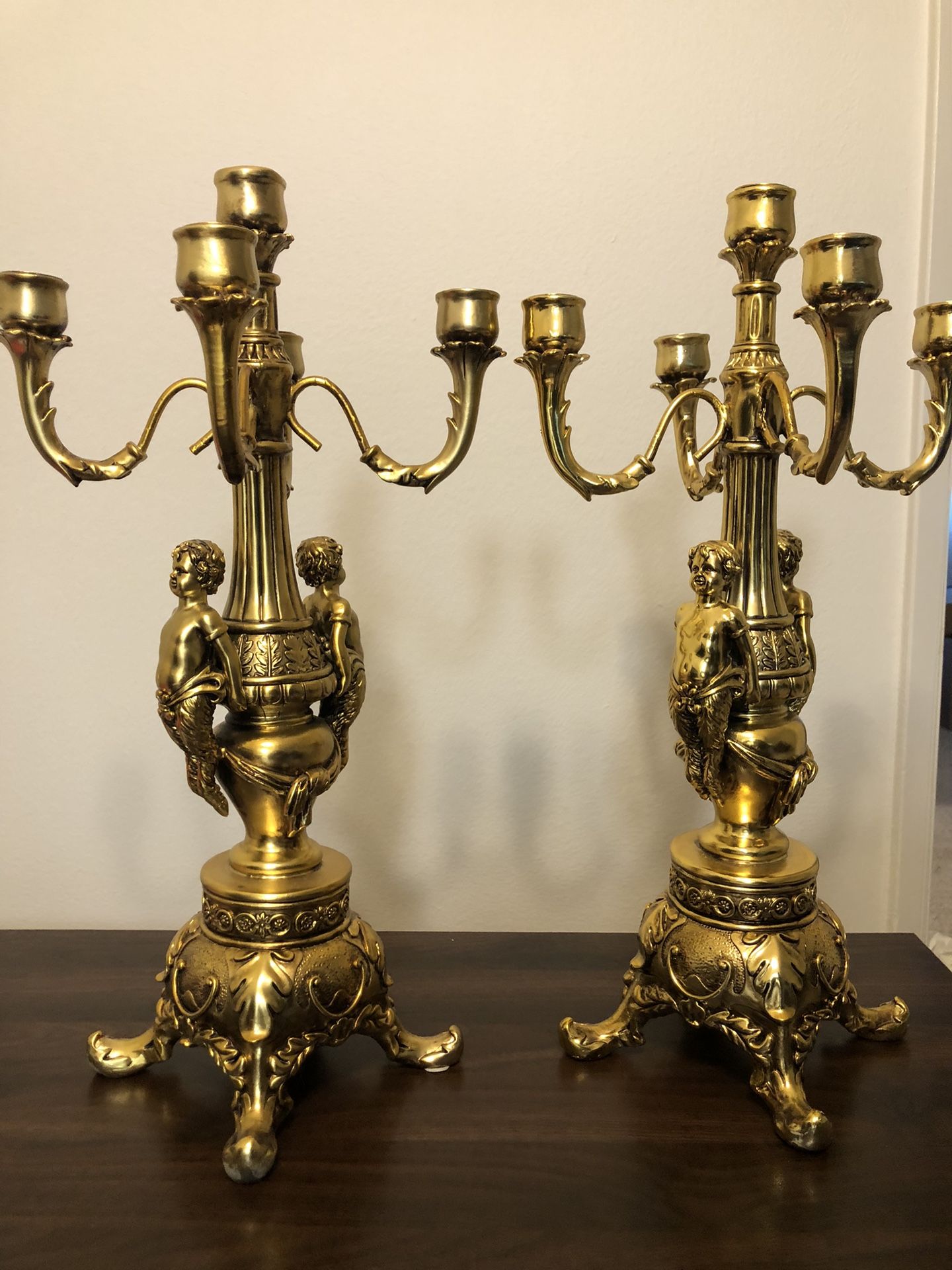 Pair Five Arm Candelabras