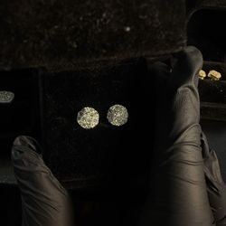 Cluster half ball Moissanite men’s earrings