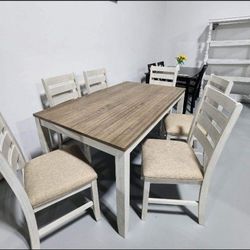 Skempton White Dining Table And Chairs 💥 7 Piece  Kitchen/Dining Set🌟Showroom Available 🏠Fastest Delivery ✅ Great Financing Options 👍