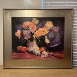 Original Barbara Chenault Still Life Flower Oil Painting