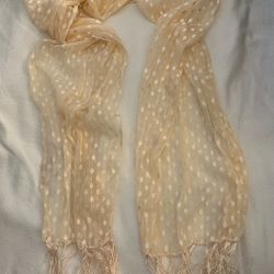 Scarf - Gold Polka Dot With Curly Fringe 