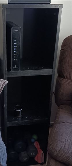 Black tall cubicle style shelf
