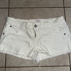 Candie’s White Denim Cutoff Shorts Women’s Size 3 Frayed Hem Low Rise