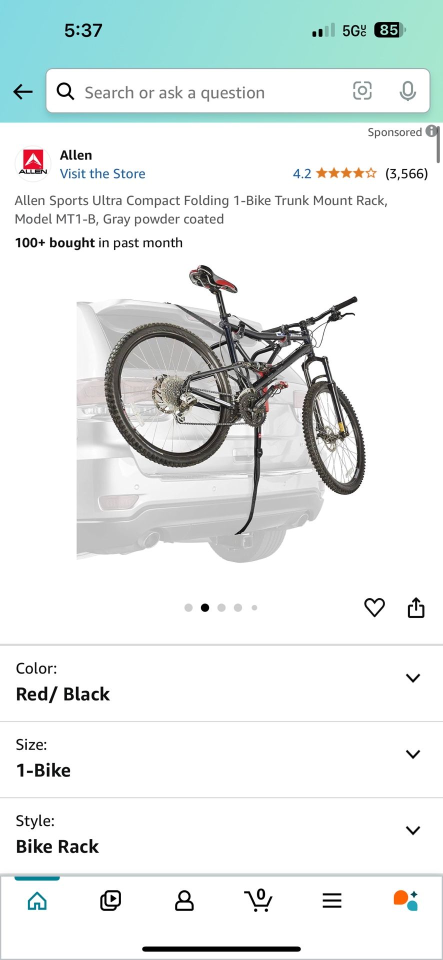 Ultra Compact Folding Bike Trunk Mount Rack