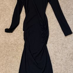 Express long sleeve ruched maxi dress