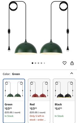 Green Plug in Pendant Light 2 Packs 