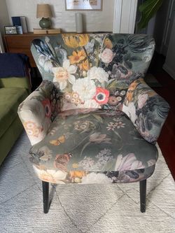Floral Upholstered Accent Armchair